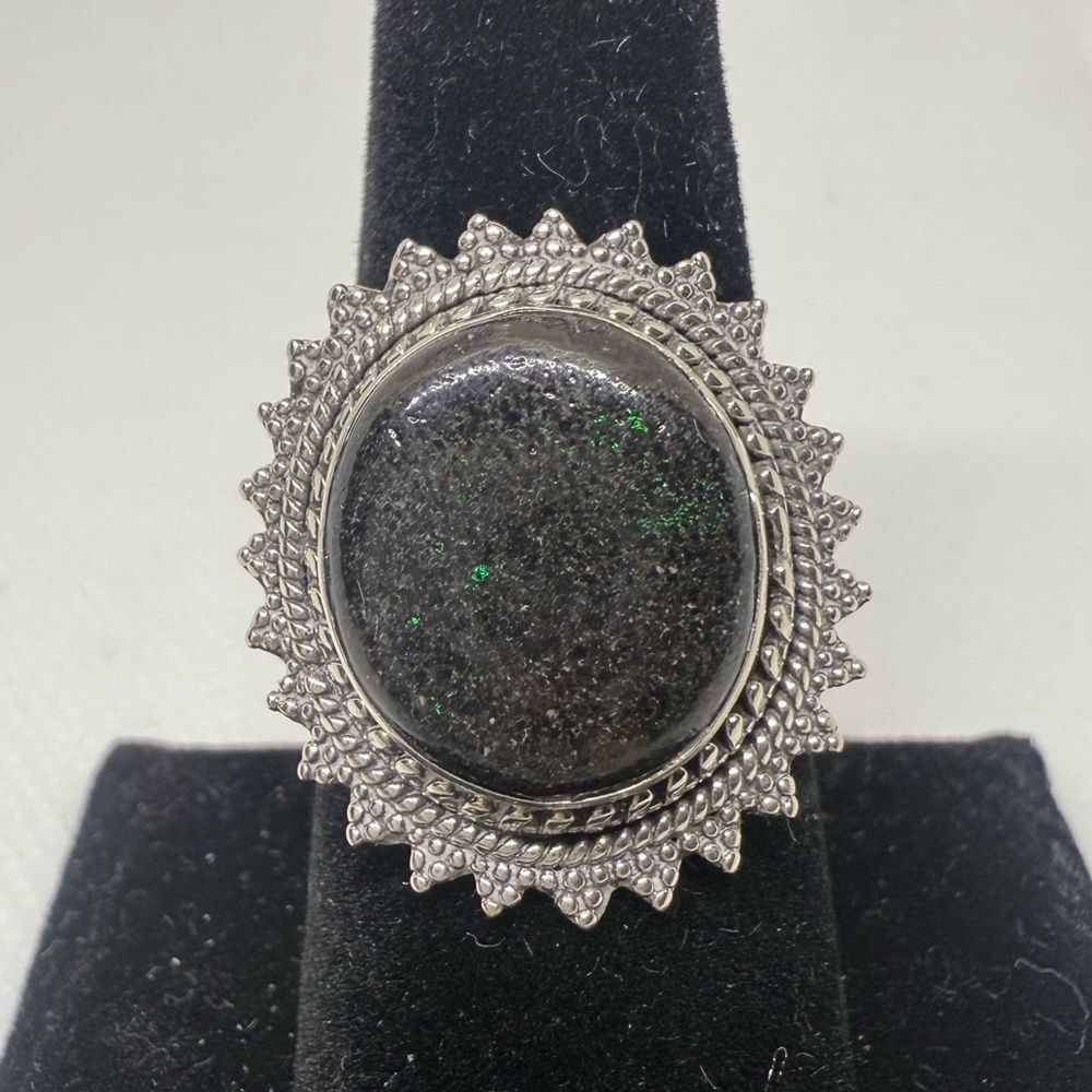 Silver and Andamooka matrix opal Ring size 9